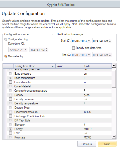 Update Configuration